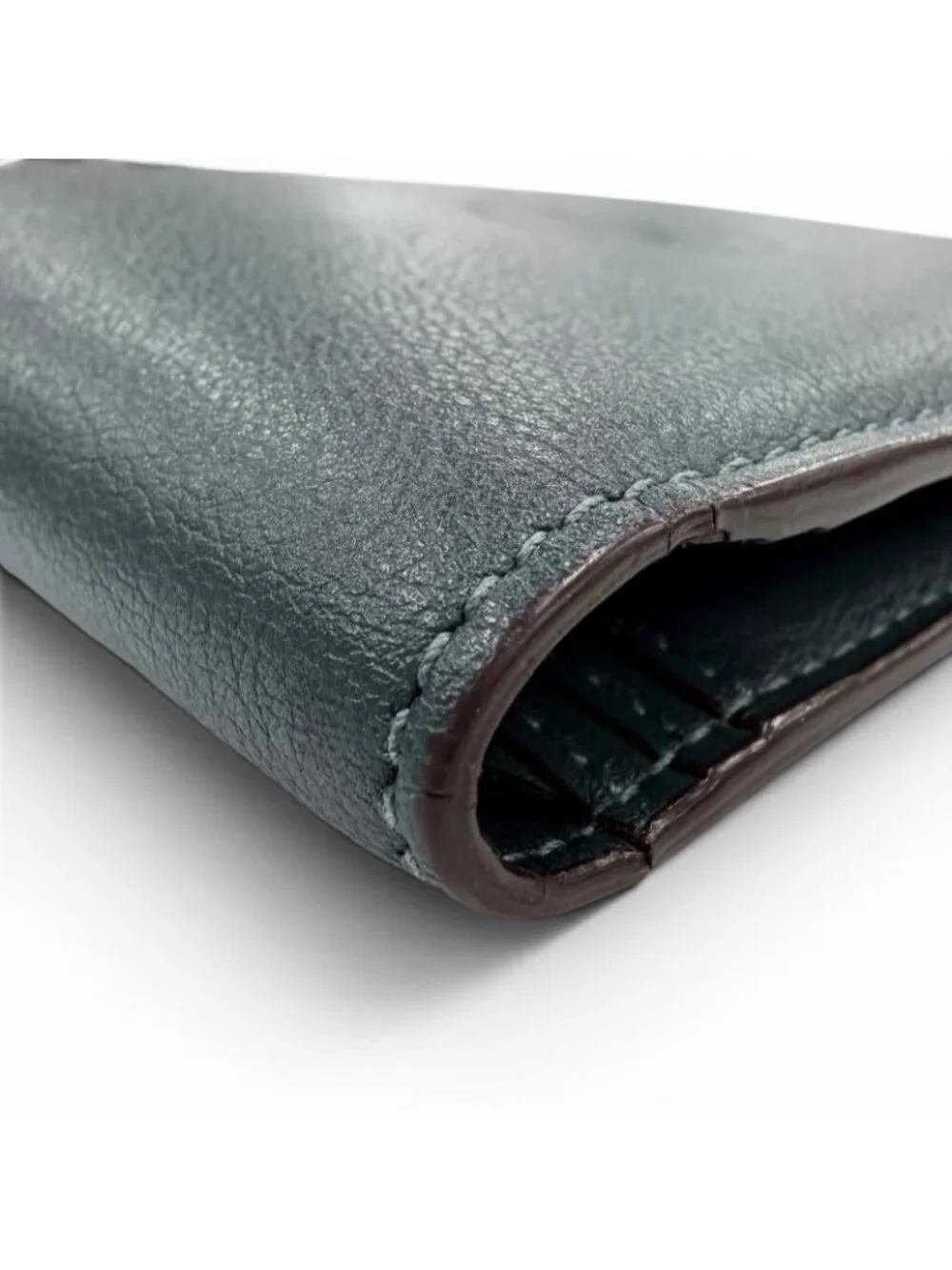 Cartier Leather Must Ducartier Logo Billfold Bifold Wallet Navy Silver